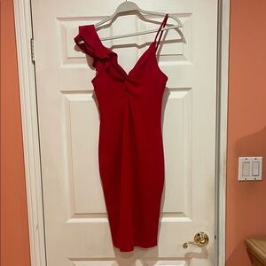 SHEIN Vibrant Red One-Shoulder Dress